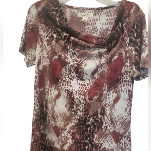 Tradition Cowl Neck Blouse With Buckle Decor At Neck Soft And Trendy S (6 _8 ) - Picture 2 of 6